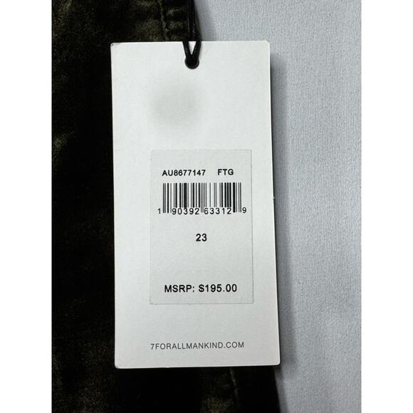NWT 7 For All Mankind Women's High Waist Ankle Skinny Green Velvet Pants - 24x26 - Picture 6 of 8